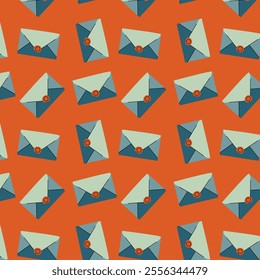 Seamless pattern featuring envelopes. Perfect for stationery or postal-themed designs
