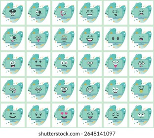 Seamless pattern featuring expressive monitor icons with diverse emotions and reactions