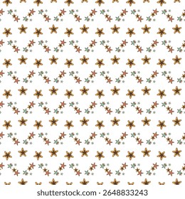 Seamless Pattern Featuring Festive Star-Shaped Cookies with Seasonal Decorations