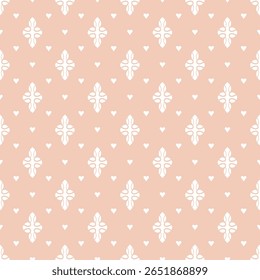 A seamless pattern featuring floral motifs on a soft peach backg