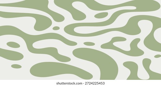 Um padrão sem costura com formas orgânicas fluidas em uma paleta calmante de verde sábio e creme, criando uma estética fluida e natural.