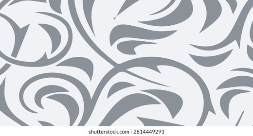 A seamless pattern featuring graceful, flowing swirls and curves in a monochromatic palette, creating a sophisticated and decorative abstract background.