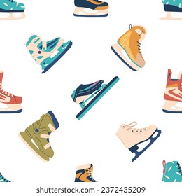 Seamless Pattern Featuring Gracefully Designed Ice Skates, Perfect For Winter-themed Decor And Apparel, Tile Background