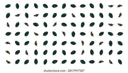 seamless pattern featuring green leaves and brown dried leaves arranged evenly on black background creating a natural organic texture