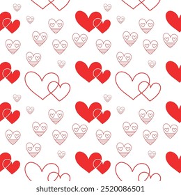 Seamless pattern featuring heart shapes in a repeating design, perfect for Valentine's Day, romantic themes, and decorative projects. Ideal for textiles, gift wrap, wallpapers, and digital designs.