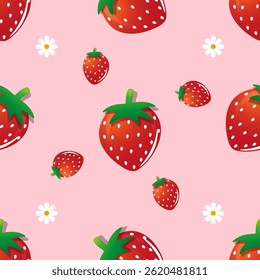 Seamless pattern featuring illustrated strawberries