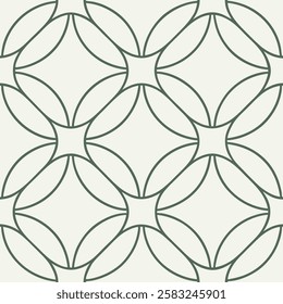 A seamless pattern featuring interlocking circles arranged in a repeating geometric design. The clean lines and minimalist aesthetic create a sense of order and symmetry