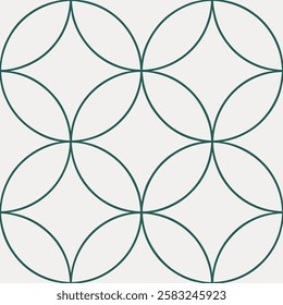 A seamless pattern featuring interlocking circles arranged in a repeating geometric design. The clean lines and minimalist aesthetic create a sense of order and symmetry