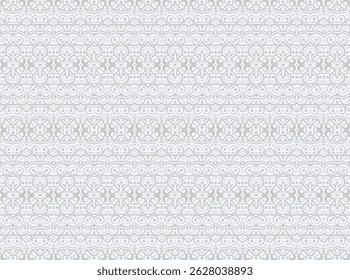 Seamless pattern featuring an intricate, repeating ornamental design in shades of gray