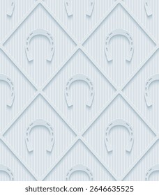 A seamless pattern featuring light blue horseshoe shapes on a textured background.