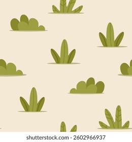 A seamless pattern featuring lush safari leaves and bushes inspired by African nature. Perfect for textiles, wallpapers, packaging, and jungle-themed designs.