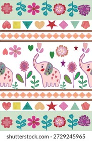 Padrão contínuo com elefantes majestosos vagando por uma selva tropical exuberante com folhas de palmeira exóticas e flora vibrante, estilo de aquarela elegante, tons de terra, fundo repetível.