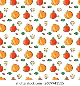 Seamless Pattern Featuring Mixed Vegetables
