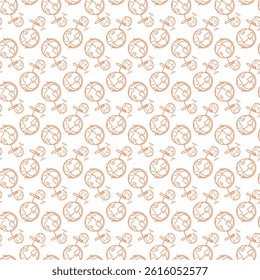 Seamless Pattern Featuring Outline Globes on Light Background