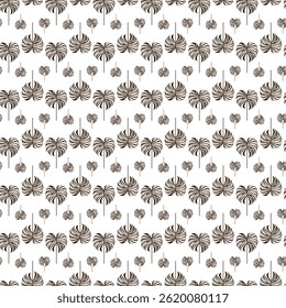 Seamless Pattern Featuring Palm Leaf Motifs on a White Background