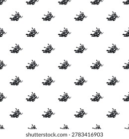 Seamless pattern featuring people rafting in a boat on water