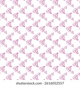 Seamless Pattern Featuring Pink Nautical Sketches of Sailboats and Waves
