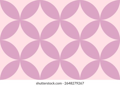 Seamless pattern featuring pink overlapping circles forming diamond shapes on a lighter pink background, ideal for backgrounds, textiles, and decorative designs