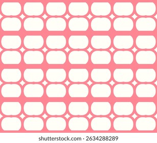 seamless pattern featuring pink rounded shapes arranged on a white background. This design is perfect for creating eye-catching backgrounds, textiles, and graphic designs.