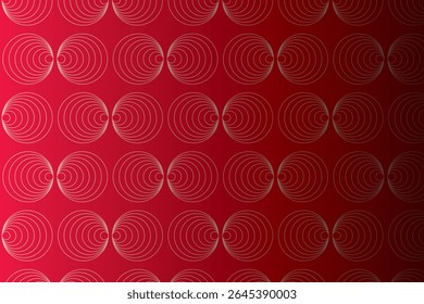 A seamless pattern featuring rows of light-colored concentric circles against a deep red background. The background exhibits a subtle gradient, darkening towards the right side.
