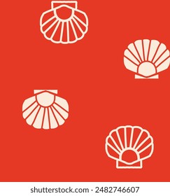 Seamless pattern featuring simple, hand-drawn seashells. Ideal for kitchen covers, fabrics, wallpapers, wrapping papers, and textiles. This design brings a touch of the seaside to any project.