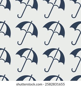 A seamless pattern featuring simple and stylish umbrella line drawings arranged in a repeating format. This minimalist and modern design is perfect for wallpapers