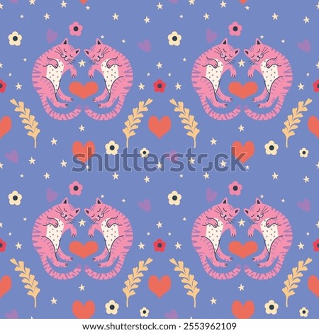 seamless pattern featuring st. Valentine's cat