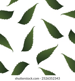 A seamless pattern featuring stylized green neem tree leaves on a white background. This natural and organic design is perfect for eco-friendly projects, botanical themes, and nature-inspired artwork.