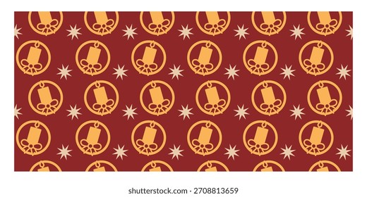 Patrón sin fisuras con iconos tradicionales de la cena de Navidad, ideal para el envasado de alimentos de temporada, arte festivo cálido y estampados decorativos.