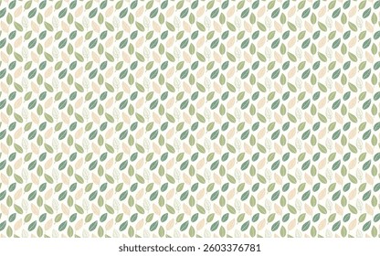 A seamless pattern featuring a variety of lush green leaves, including palm, monstera, and fern, arranged in overlapping layers for a natural, organic look