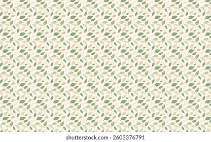 A seamless pattern featuring a variety of lush green leaves, including palm, monstera, and fern, arranged in overlapping layers for a natural, organic look