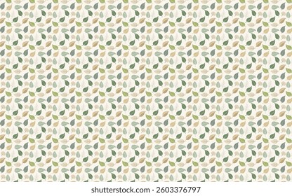 A seamless pattern featuring a variety of lush green leaves, including palm, monstera, and fern, arranged in overlapping layers for a natural, organic look