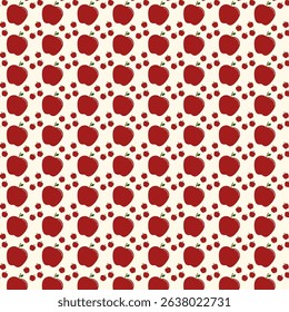 Seamless pattern featuring vibrant, fresh apple arranged in a repeating design on a clean cream background