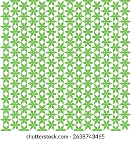 Seamless pattern featuring vibrant green leaf or floral shapes on a clean white background. This fresh and natural-looking repetitive design is perfect for textiles