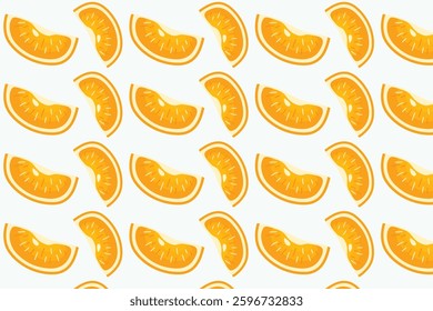 A seamless pattern featuring vibrant orange slices arranged diagonally on a light background. The design is fresh, bright, and perfect for summer-themed projects.