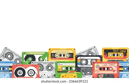 Seamless Pattern Featuring Vintage Audio Cassettes In A Retro-inspired Design. Perfect For Music Lovers And Enthusiasts