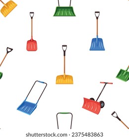 Seamless Pattern Featuring Winter Snowplow Shovels on White Background. Perfect For Adding A Touch Of Snowy Charm