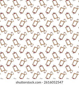 Seamless Pattern Featuring Wooden Frame and Red Elements on White Background