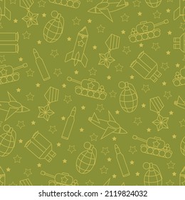 Seamless pattern for February 23 with lines, Defenders of the Fatherland Day, seamless vector pattern on a green background. National holiday of Russia on February 23, eps 10