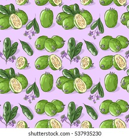 Seamless pattern with feijoa