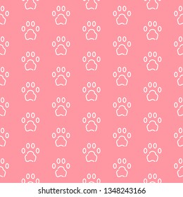 Seamless pattern with feline, cat trail linear shape texture. Minimal background, art print, design for cover, wallpaper, banner, poster