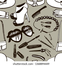 seamless pattern female accessories