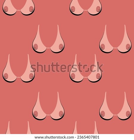 Seamless pattern female boobs white, tan, bodice silhouette