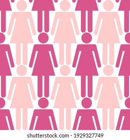 Seamless pattern of female figures. Vector background for the International Women's Day.