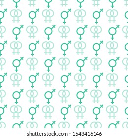 Seamless pattern with female lesbian gender symbol Vector illustration Woman sign. Sexual orientation background. Concept of homosexuality, non-traditional couple Lgbt Design paper, print, textile