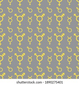 Seamless pattern with female lesbian gender symbol Vector illustration Woman sign. Sexual orientation background. Concept of homosexuality, non-traditional couple Lgbt Illuminating and Ultimate Gray.