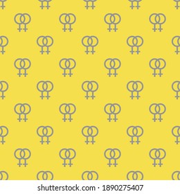 Seamless pattern with female lesbian gender symbol Vector illustration Woman sign. Sexual orientation background. Concept of homosexuality, non-traditional couple Lgbt Illuminating and Ultimate Gray.