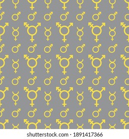 Seamless pattern with female lesbian gender symbol Vector illustration Woman sign. Sexual orientation background. Concept of homosexuality, non-traditional couple Lgbt Illuminating and Ultimate Gray