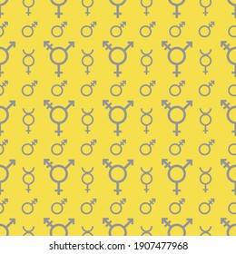 Seamless pattern with female lesbian gender symbol Vector illustration Woman sign. Sexual orientation background. Concept of homosexuality, non-traditional couple Lgbt Illuminating and Ultimate Gray.