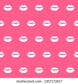 Seamless pattern with female lips on pink background. Valentine day background. Print for paper wrapping, textile, fabric, cosmetic background. Vector illustration